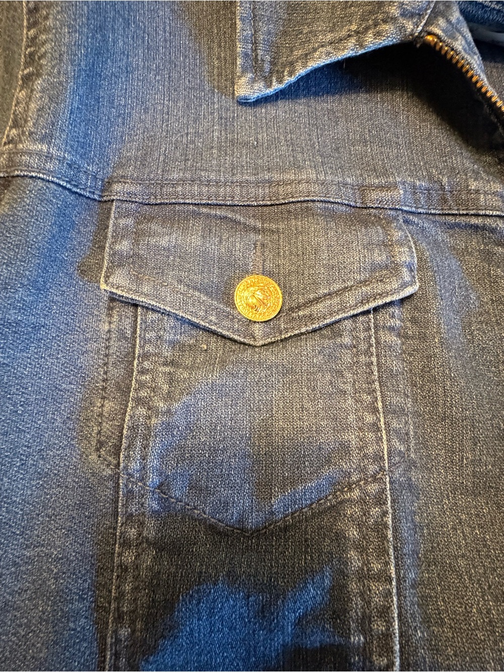 Ladies XL Classic Blue Denim Zip-Up Jean Jacket - Picture 5 of 12